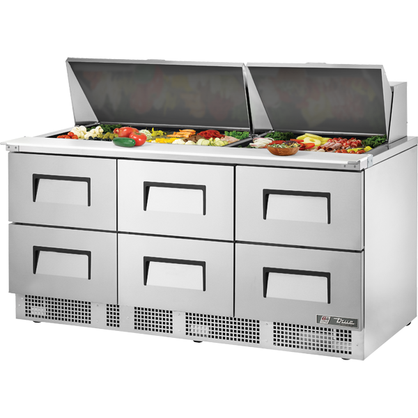 MESA REFRIGERADA PARA PREPARACION DE SANDWICHES Y ENSALADAS TRUE TFP-72-30M-D-6 # TRUE-TFP-72-30M-D-6