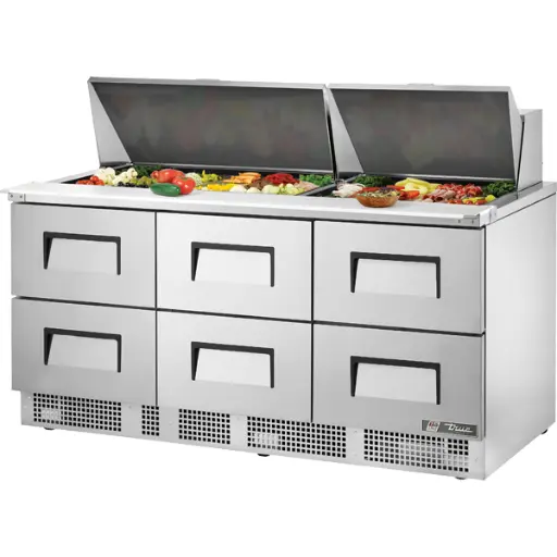 [TRUE] MESA REFRIGERADA PARA PREPARACION DE SANDWICHES Y ENSALADAS TRUE TFP-72-30M-D-6 # TRUE-TFP-72-30M-D-6